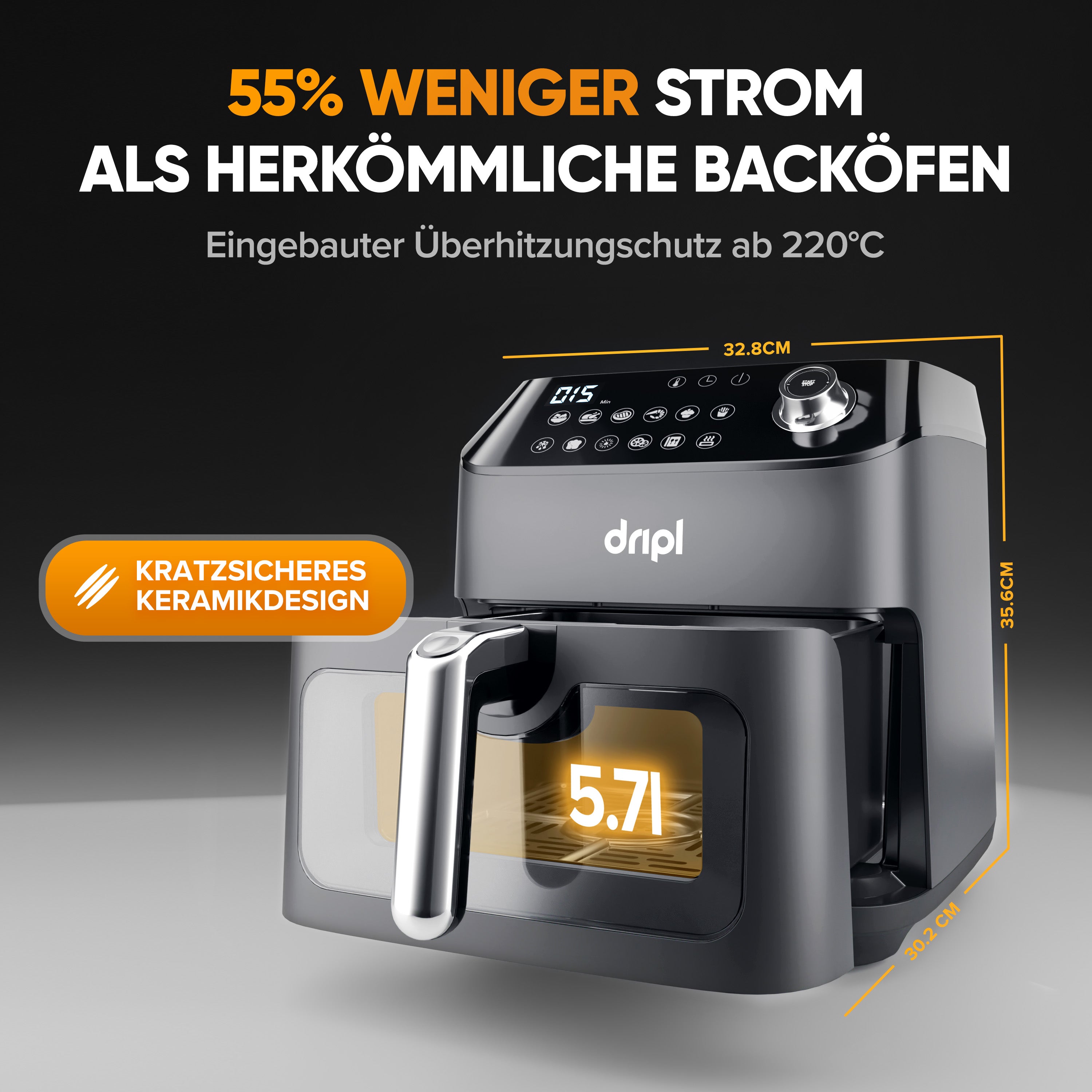 Dripl 5.7L Air Fryer with LCD Touchscreen - Secret Sale